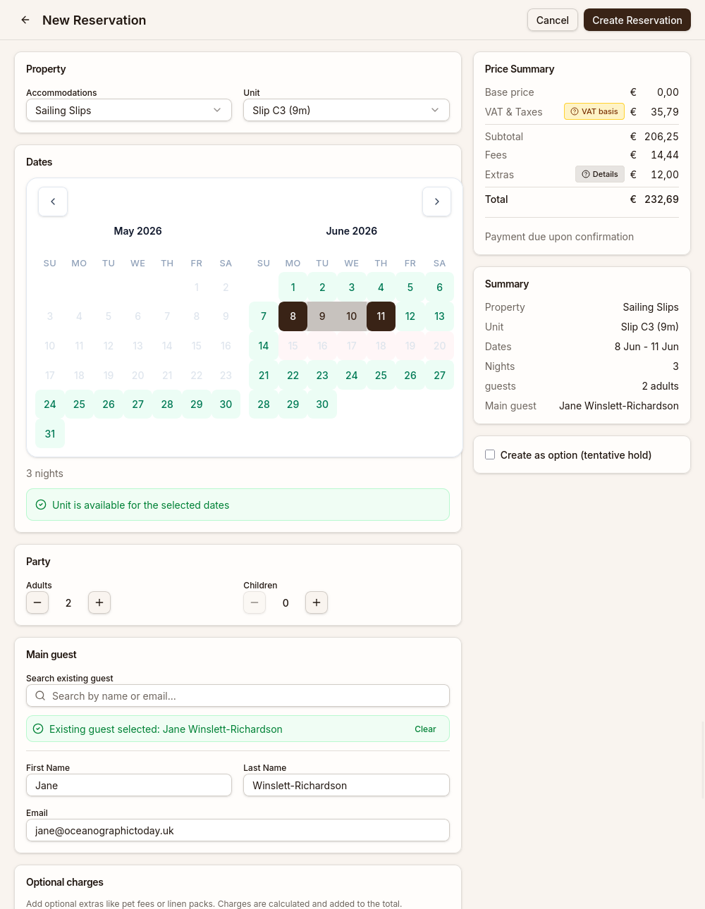 Booking flow