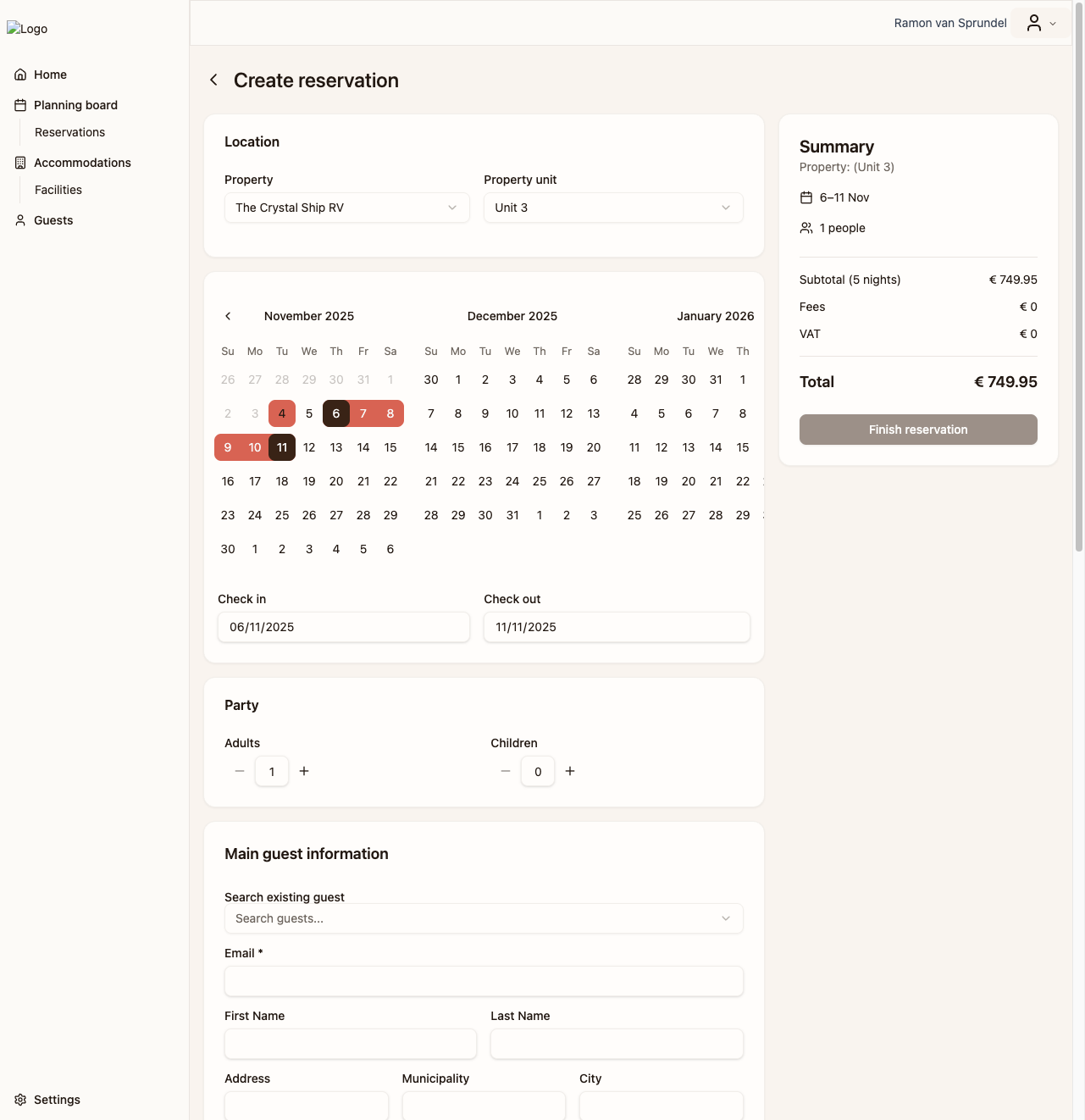 Booking flow